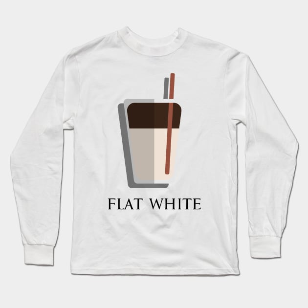 Iced Cold Flat White coffee front view flat design style Long Sleeve T-Shirt by FOGSJ